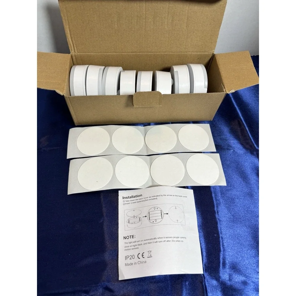 Guankai 8-Pack Motion Sensor LED Stair Night Lights White Battery Operated [A3]